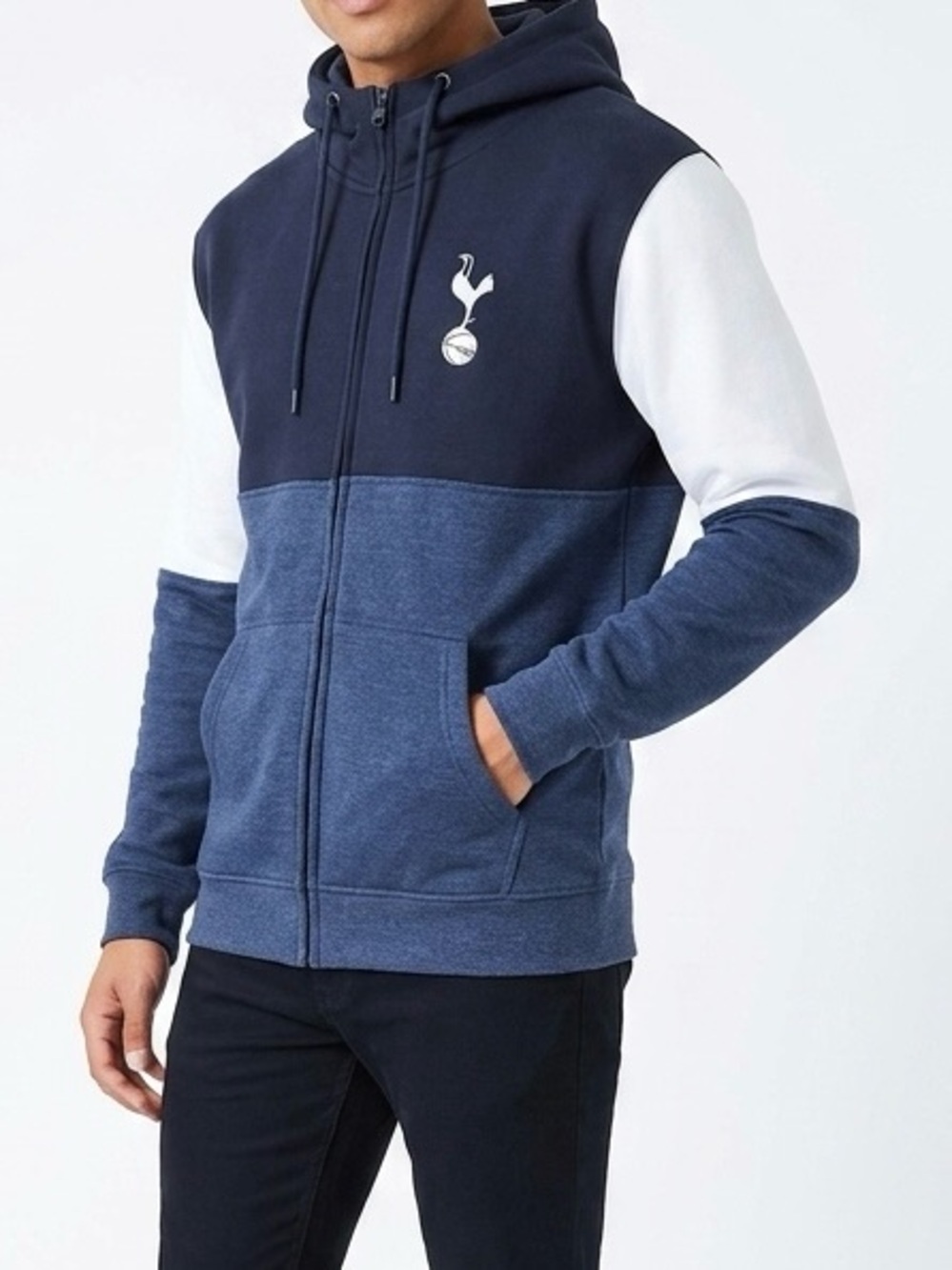 OFFICIAL Tottenham Hotspur FC Zip Hoodie | Icon Sports Color Block Spurs Gear L